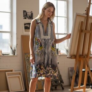 Entro Multicolor Floral Sleeveless Midi Dress